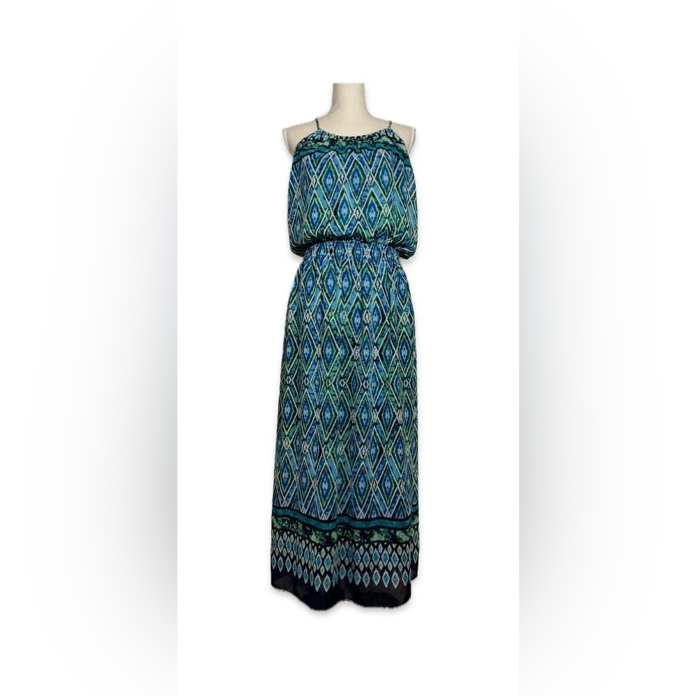 Enfocus Studio Maxi Sundress Women’s Size 14P Blue/Green